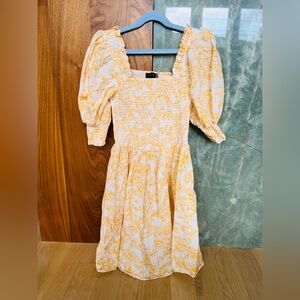 1. State Yellow and White Mini Dress